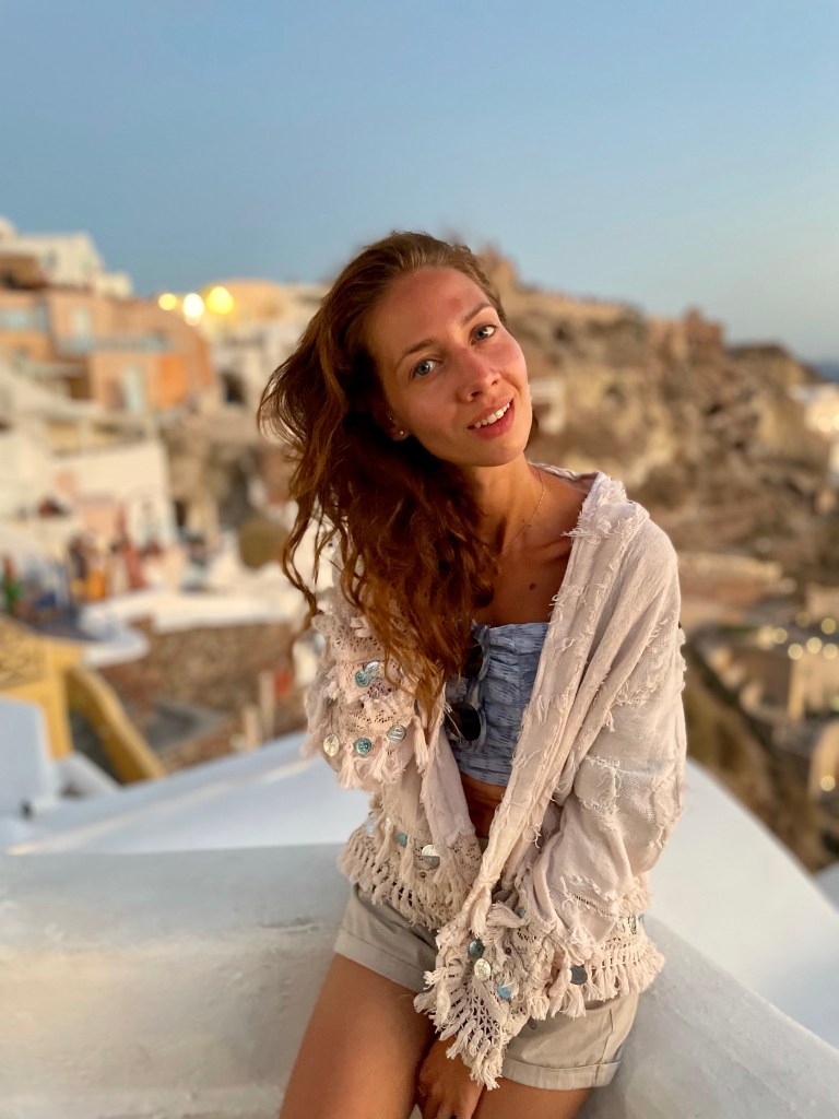 zachód słońca, Oia, Santorini, podróże, kobieca energia, relacje, rozwój osobisty, Malvina Dunder