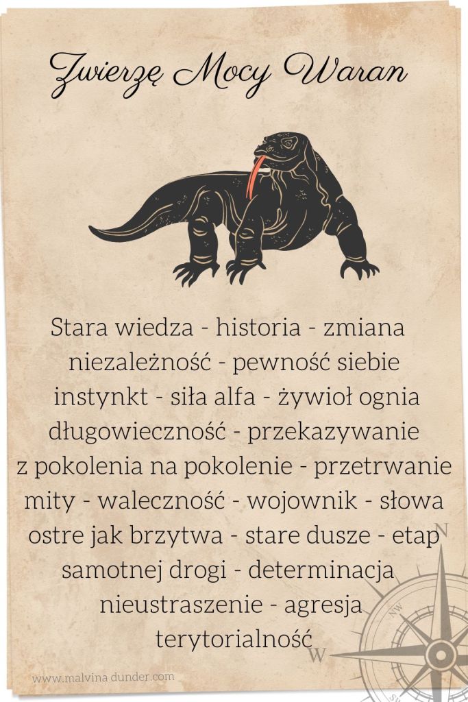 waran, smok z komodo Zwierzę Mocy, zwierzęta mocy karty