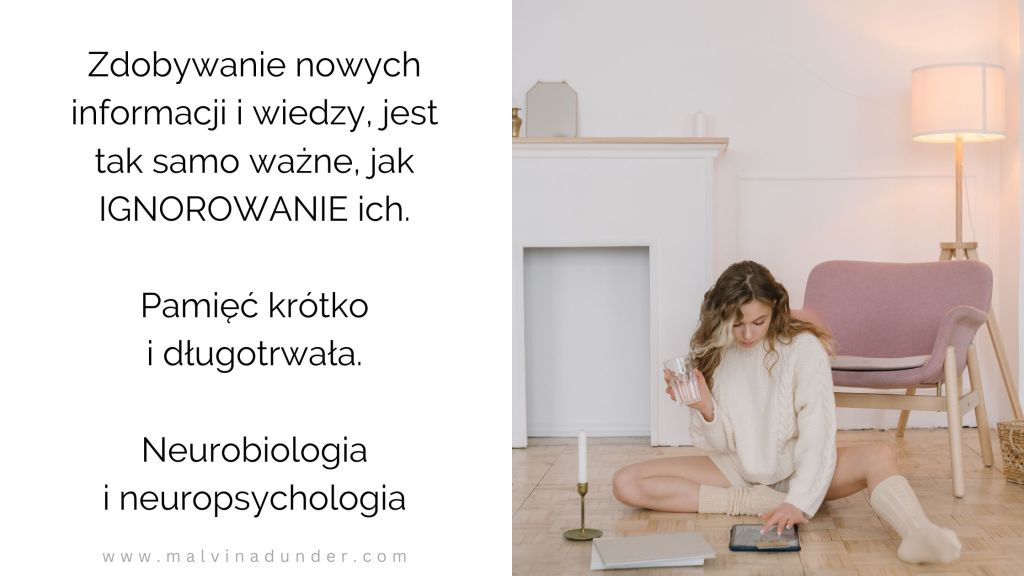 zdobywanie informacji jest ważne jak ignorowanie ich, pamięć krótko i długotrwała, neurobiologia, neuropsychologia, psychologia, Malvina Dunder