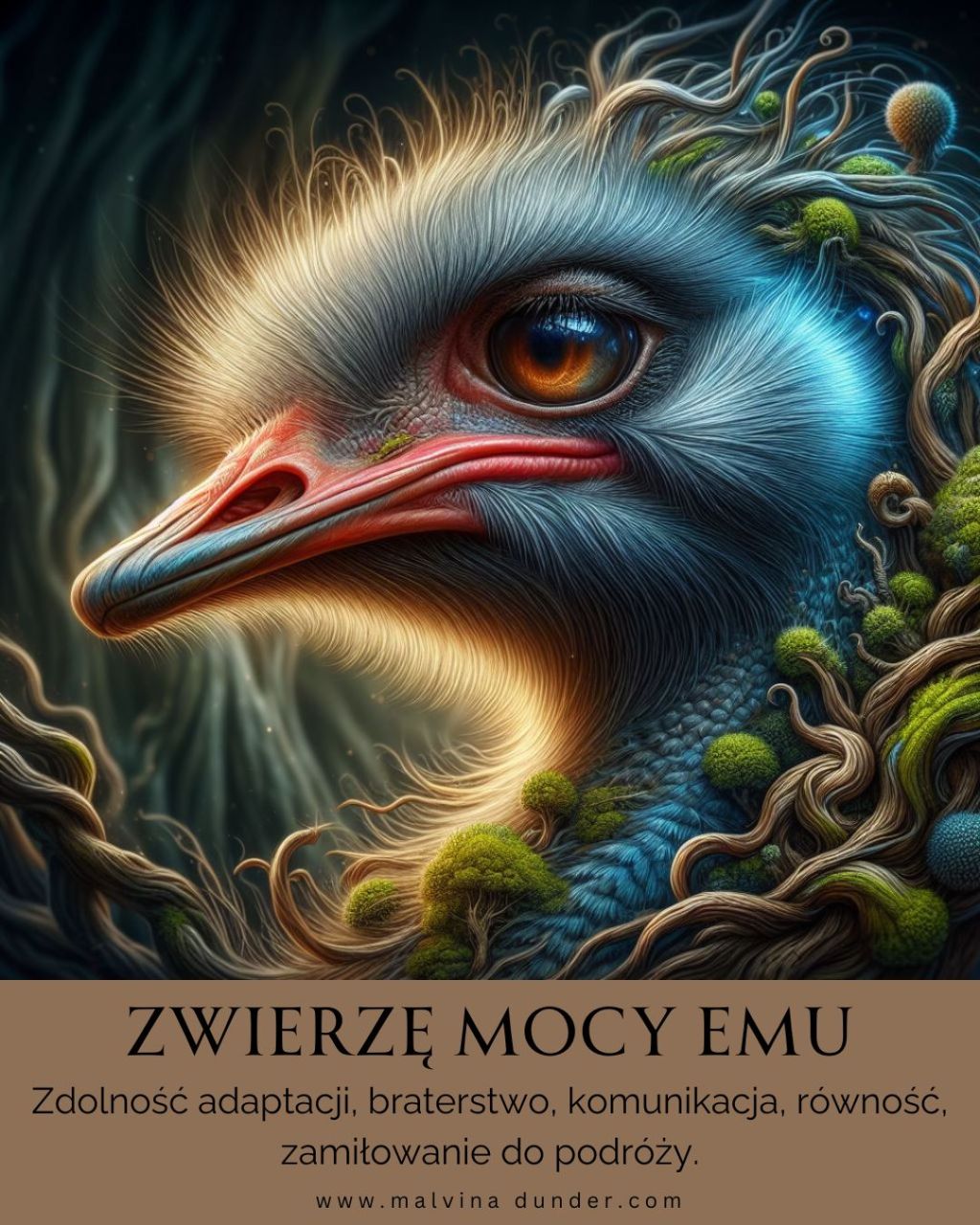 Zwierzę Mocy Emu znaczenie – cierpliwy krok naprzód, siła i duch&nbsp;Aborygenów