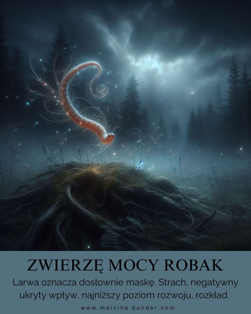 Robak larwa Zwierzę Mocy znaczenie, przesłanie